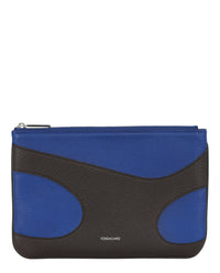 Ferragamo Mens Cut-Out Pebbled Leather Phone Pouch