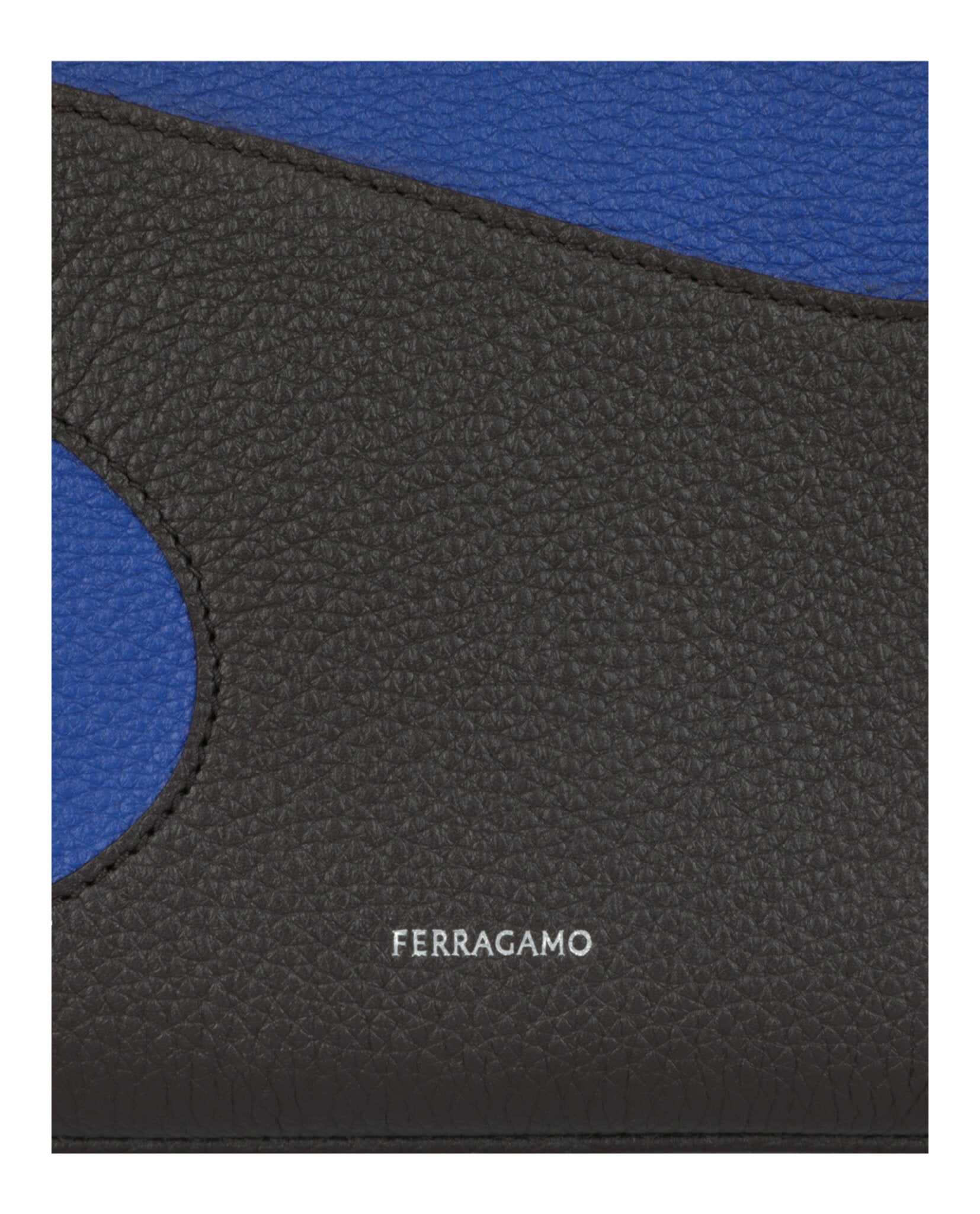 Ferragamo Mens Cut-Out Pebbled Leather Phone Pouch