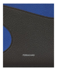Ferragamo Mens Cut-Out Pebbled Leather Phone Pouch