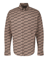Balenciaga Mens Monogram Long Sleeve Shirt Beige