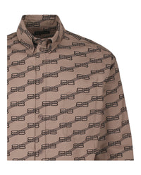 Balenciaga Mens Monogram Long Sleeve Shirt