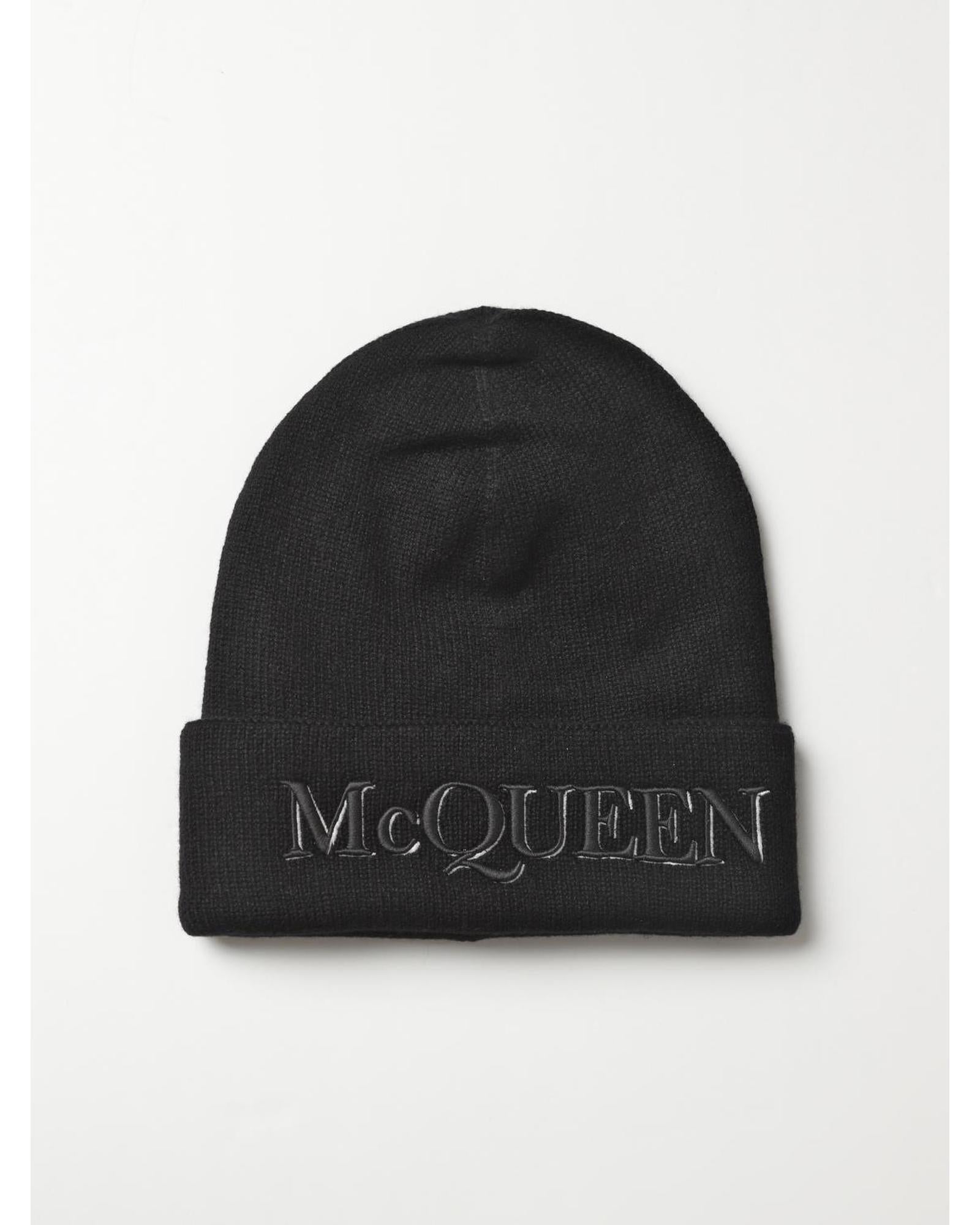 Alexander Mcqueen Embroidered Logo Beanie Men Black Hats Regular M Black