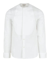 Alexander McQueen Mens Collarless Tuxedo Shirt White