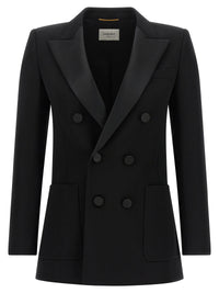 SAINT LAURENT Saint Laurent Women Satin Lapel Blazer