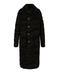 Gucci Womens Zebra Pattern Shearling Coat