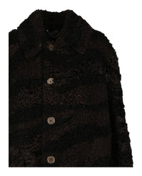 Gucci Womens Zebra Pattern Shearling Coat