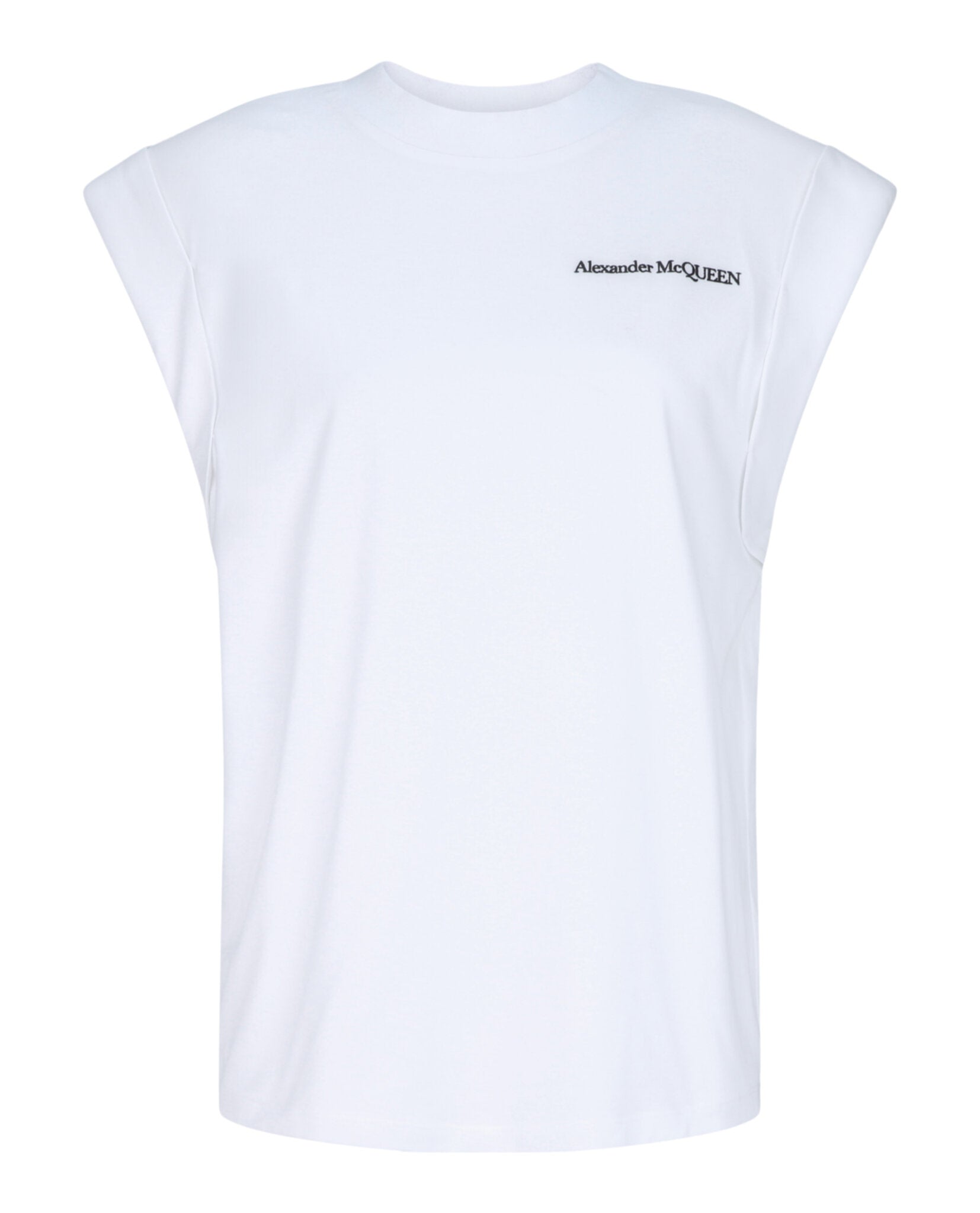 Alexander McQueen Womens Logo Embroidered Cotton T-Shirt