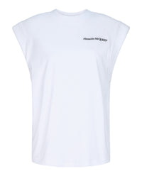 Alexander McQueen Womens Logo Embroidered Cotton T-Shirt