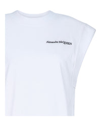 Alexander McQueen Womens Logo Embroidered Cotton T-Shirt
