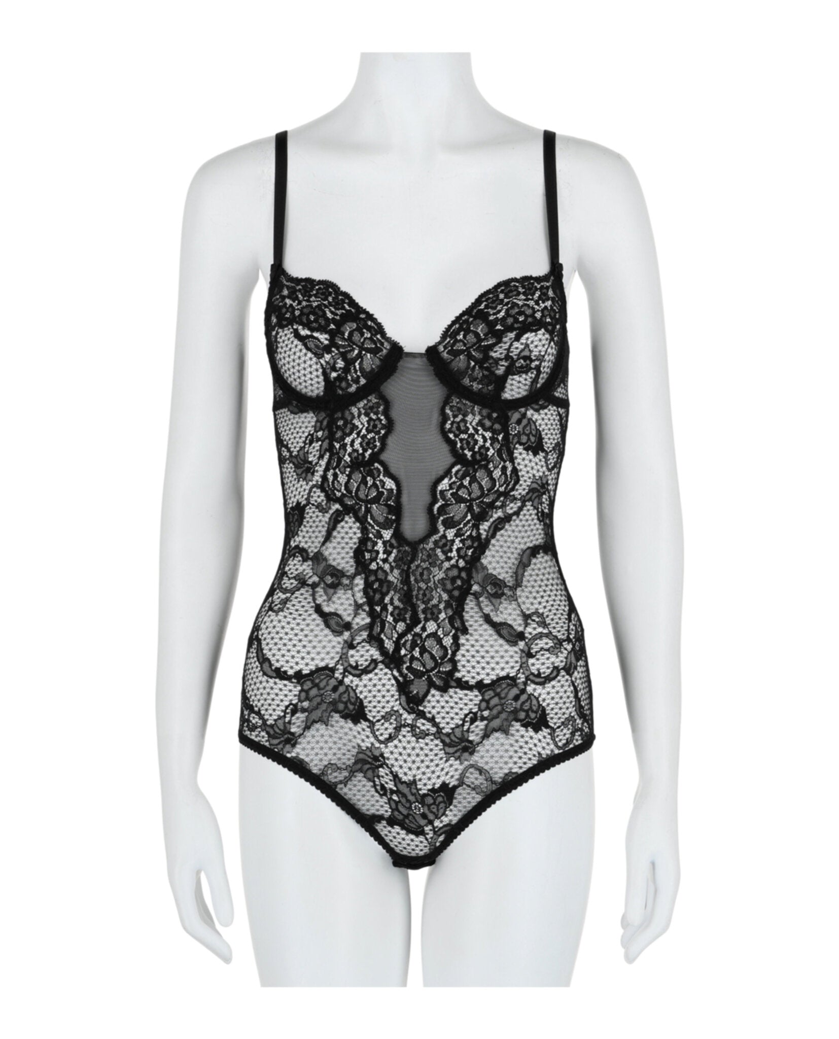 Gucci Womens Lace Bodysuit Regular 2 (XS) Black