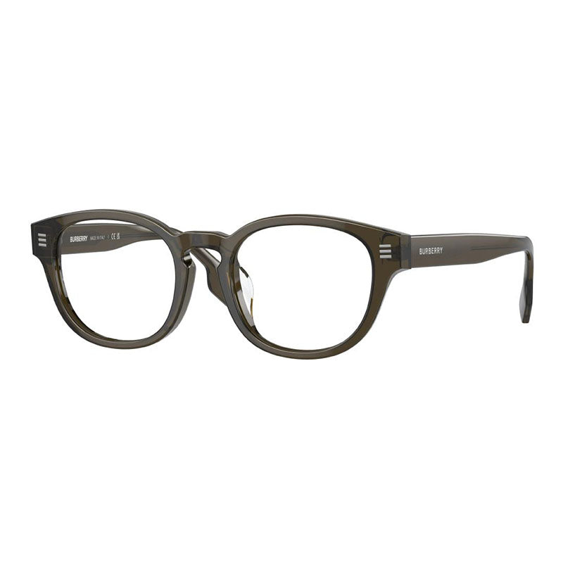 Burberry Eyeglasses Round Full Rim, Green Frame and Clear Demo Lenses Lens BE2382D3010