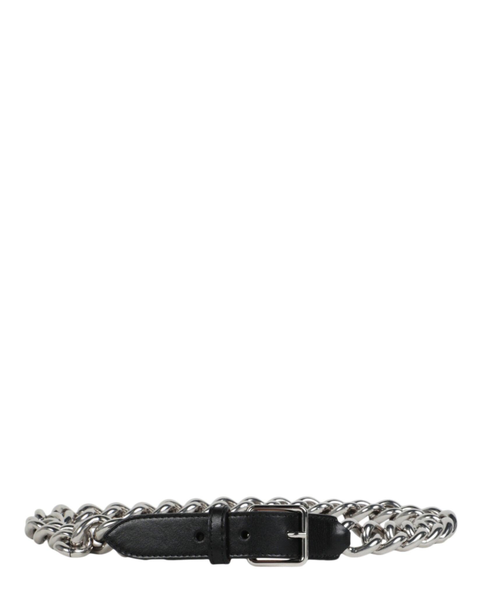 Alexander McQueen Womens Chain-Trimmed Leather Belt Black