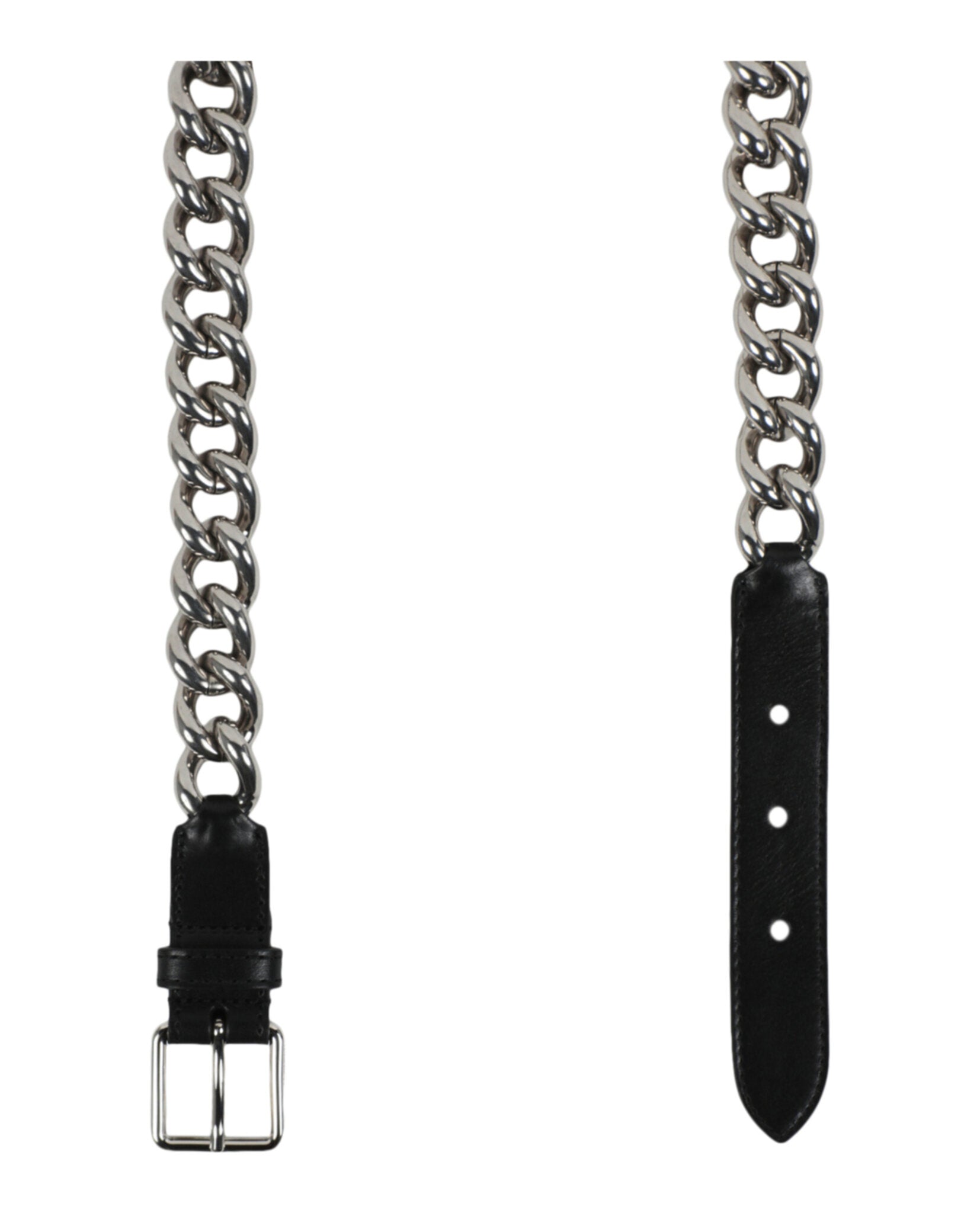 Alexander McQueen Womens Chain-Trimmed Leather Belt
