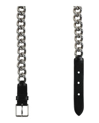 Alexander McQueen Womens Chain-Trimmed Leather Belt