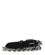 Alexander McQueen Womens Chain-Trimmed Leather Belt