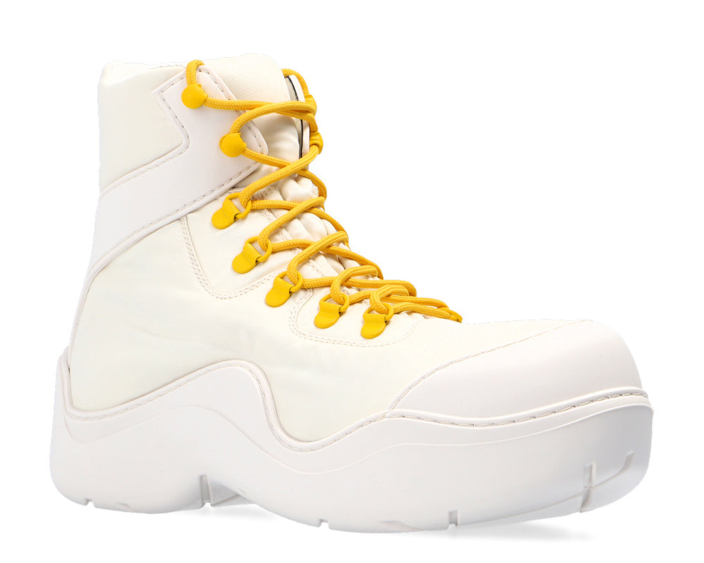 Bottega Veneta Technical Fabric Lace-Up Platform Boots with Contrast Laces