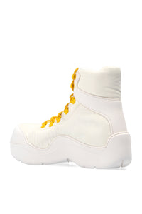 Bottega Veneta Technical Fabric Lace-Up Platform Boots with Contrast Laces