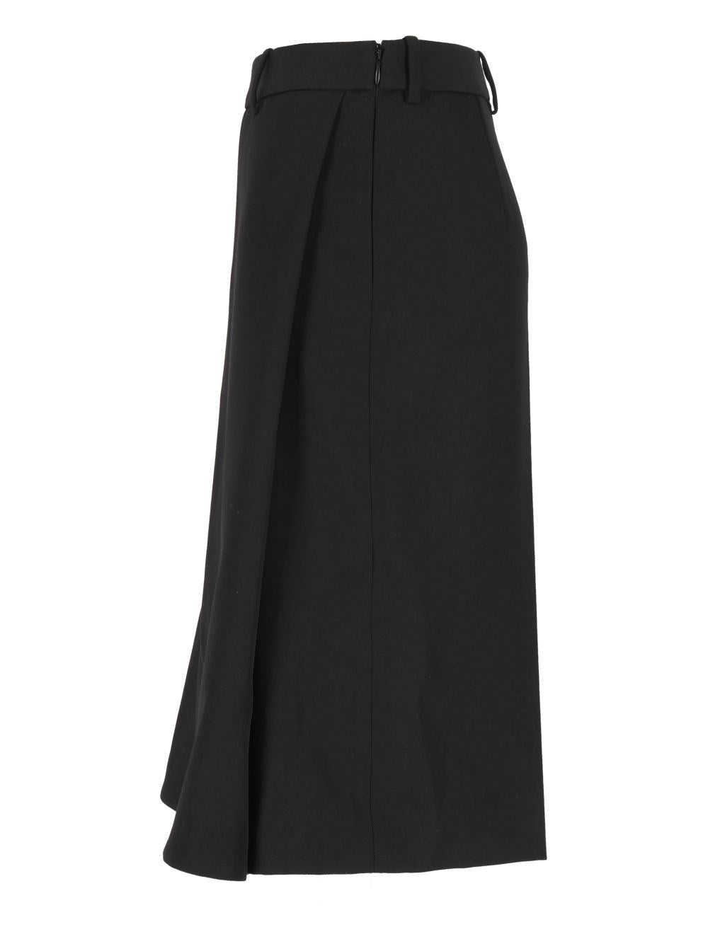 Balenciaga Women "Folded" Midi Twill Skirt