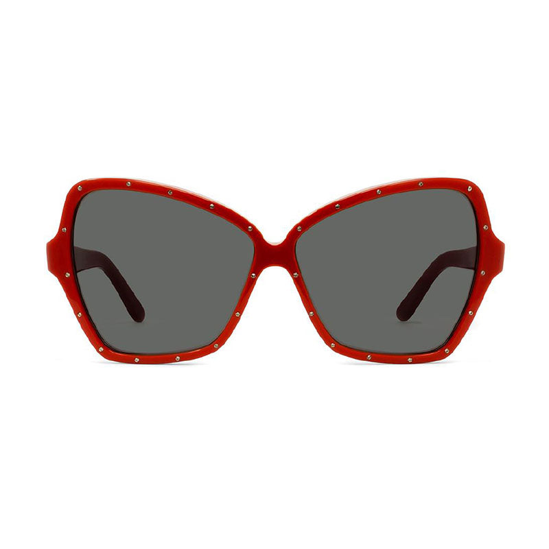 Celine Butterfly Full Rim, with a Red frame and Grey lens.