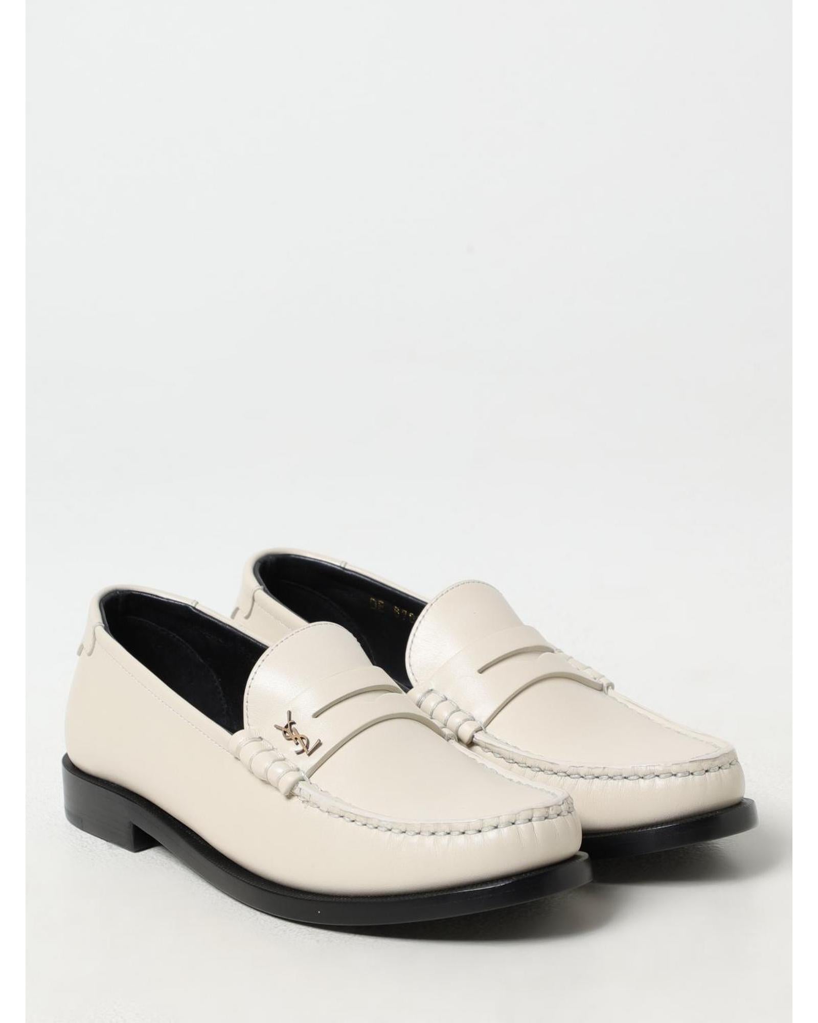 Saint Laurent YSL Leather Loafer Classic Design Women White