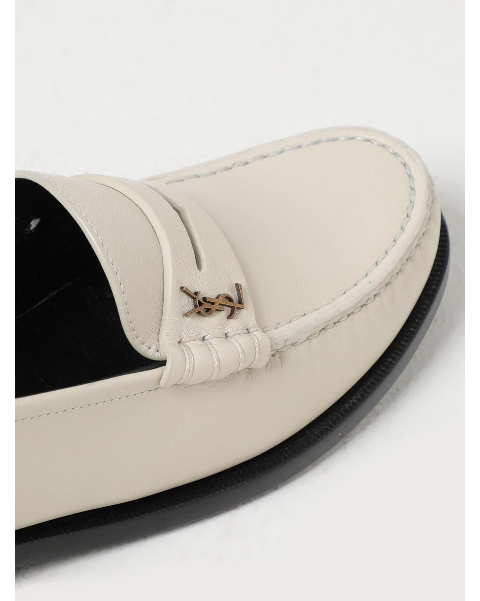 Saint Laurent YSL Leather Loafer Classic Design Women White