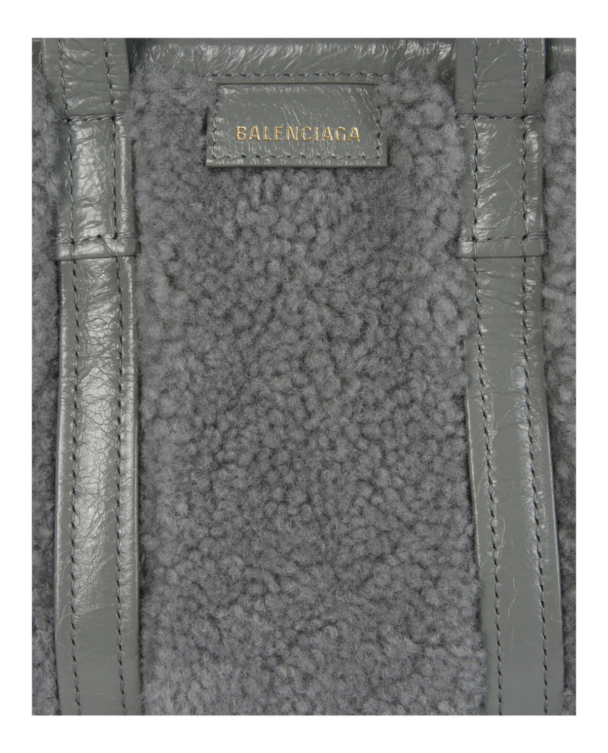 Balenciaga Womens Barbes East West Shearling Shopper Bag