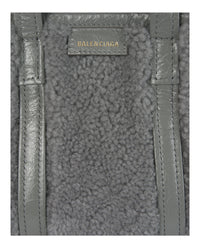 Balenciaga Womens Barbes East West Shearling Shopper Bag