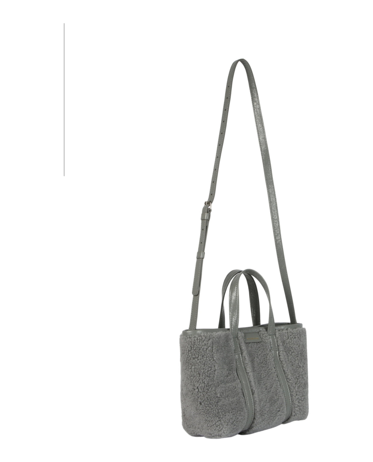 Balenciaga Womens Barbes East West Shearling Shopper Bag