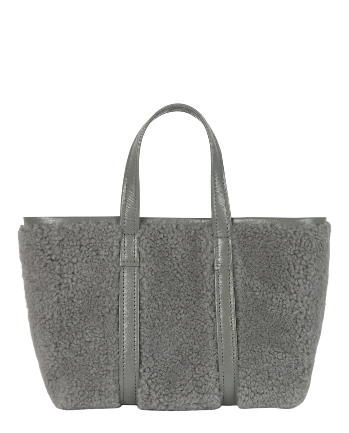 Balenciaga Womens Barbes East West Shearling Shopper Bag