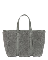 Balenciaga Womens Barbes East West Shearling Shopper Bag
