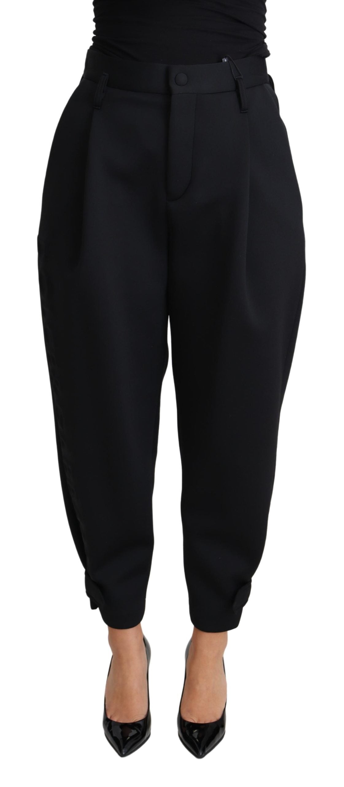 Dolce & Gabbana Black High Waist Pleated Trousers