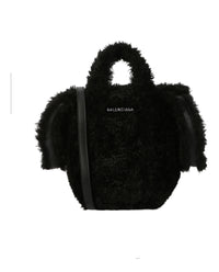 Balenciaga Womens Everyday 2.0 Xs North-South Faux-Fur Tote