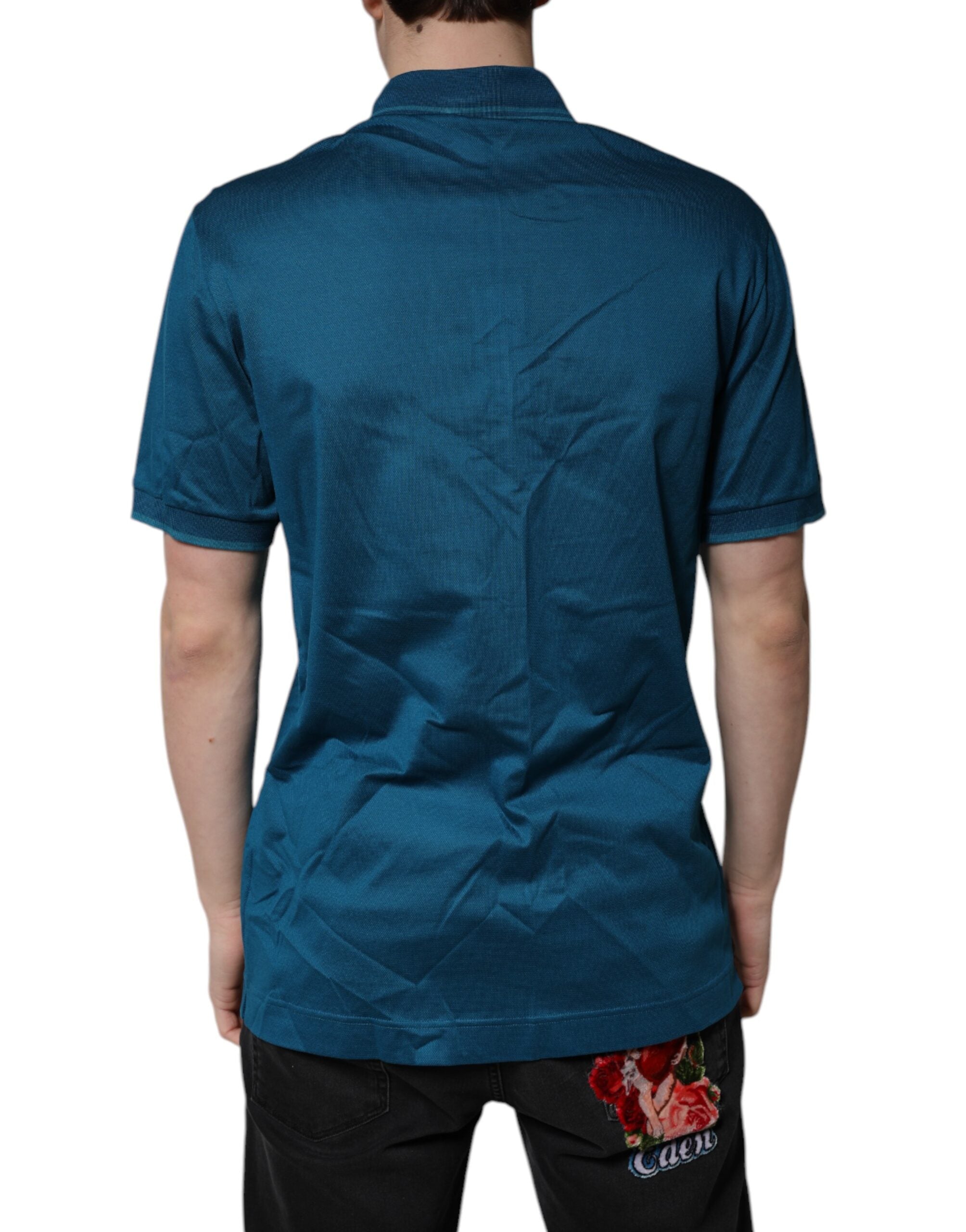 Dolce & Gabbana Blue Logo Cotton Men Polo Shirt Men's T-shirt