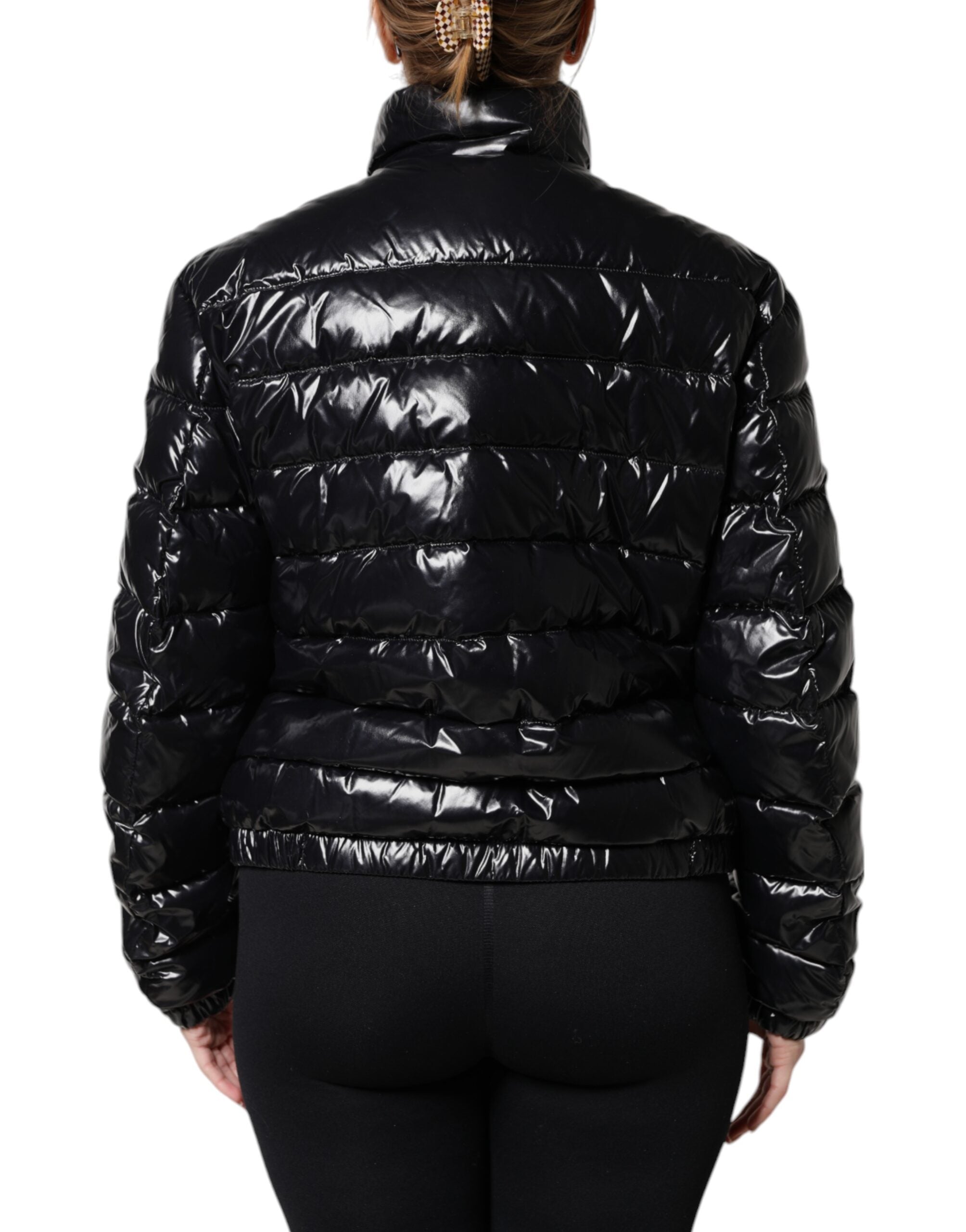 Dolce & Gabbana Dolce & Gabbana Black Logo Plaque Full Zip Puffer Women's Jacket