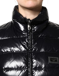 Dolce & Gabbana Dolce & Gabbana Black Logo Plaque Full Zip Puffer Women's Jacket
