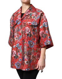 Dolce & Gabbana Dolce & Gabbana Red Floral Jacquard Button Down Coat Women's Jacket