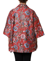 Dolce & Gabbana Dolce & Gabbana Red Floral Jacquard Button Down Coat Women's Jacket