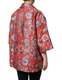 Dolce & Gabbana Dolce & Gabbana Red Floral Jacquard Button Down Coat Women's Jacket