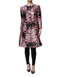 Dolce & Gabbana Dolce & Gabbana Pink Black Floral Brocade Trenchcoat Women's Jacket