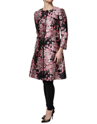Dolce & Gabbana Dolce & Gabbana Pink Black Floral Brocade Trenchcoat Women's Jacket