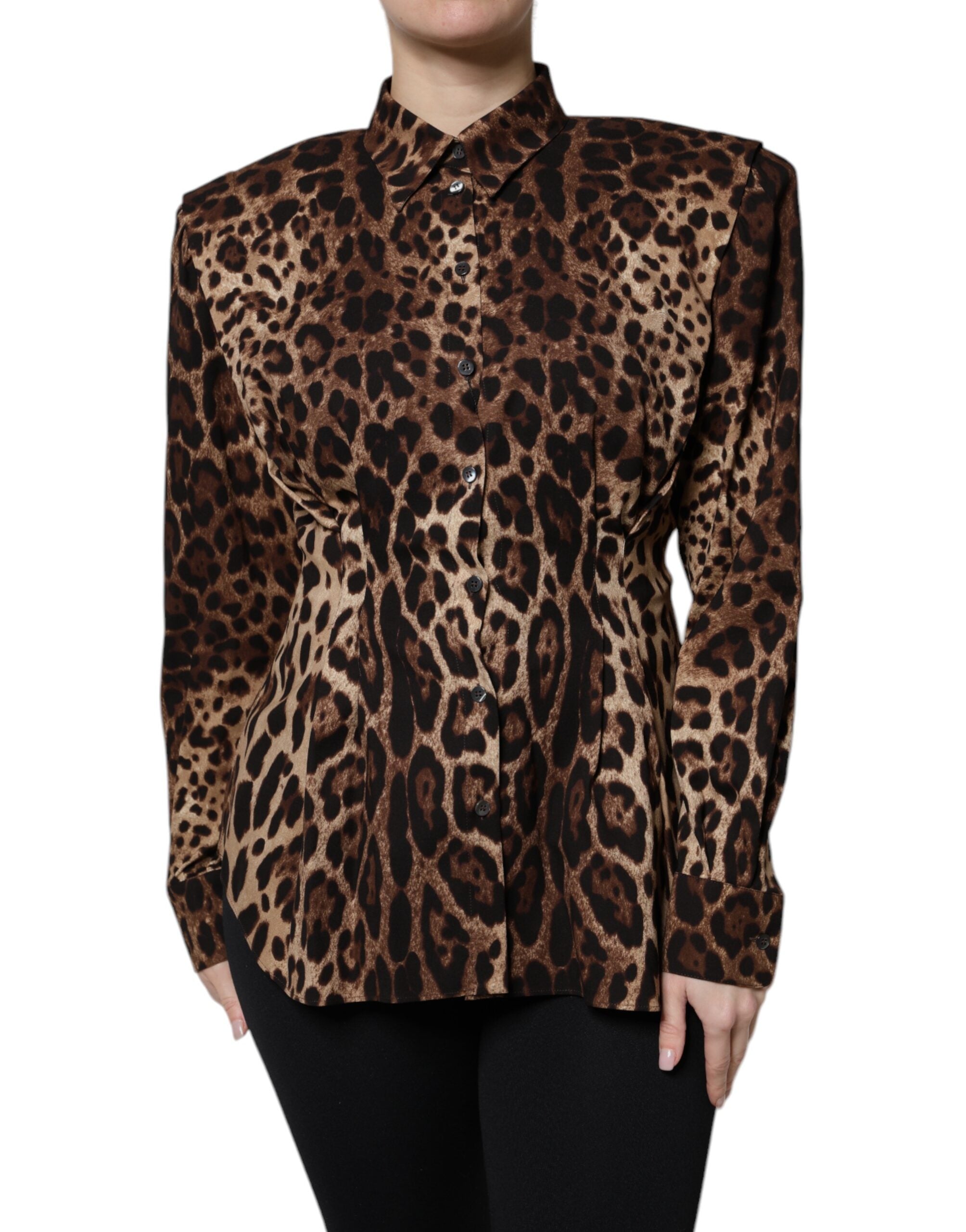Dolce & Gabbana Dolce & Gabbana Brown Leopard Silk Button Down Coat Women's Jacket