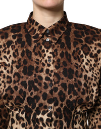 Dolce & Gabbana Dolce & Gabbana Brown Leopard Silk Button Down Coat Women's Jacket