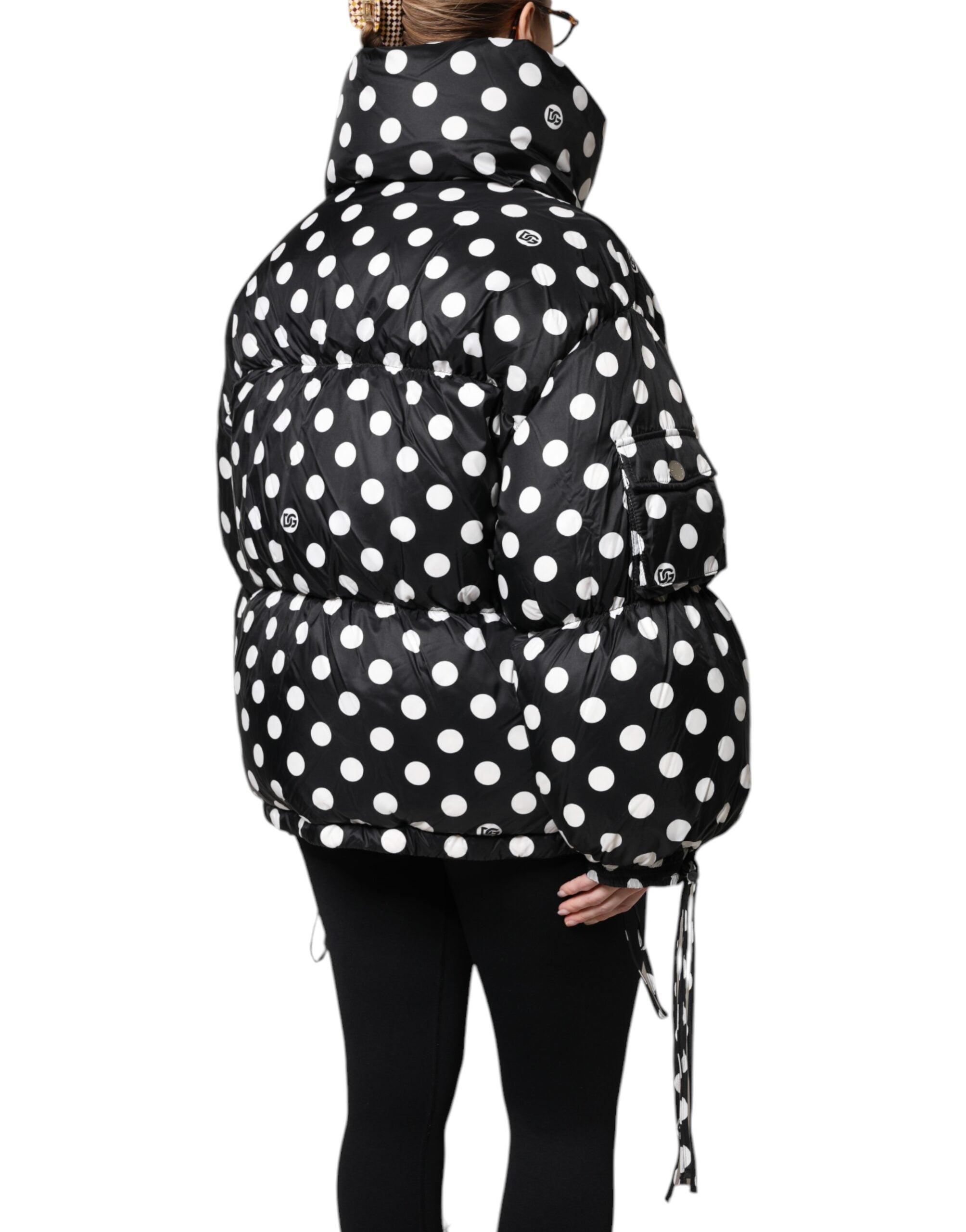 Dolce & Gabbana Dolce & Gabbana Black White Polka Dot Full Zip Puffer Women's Jacket