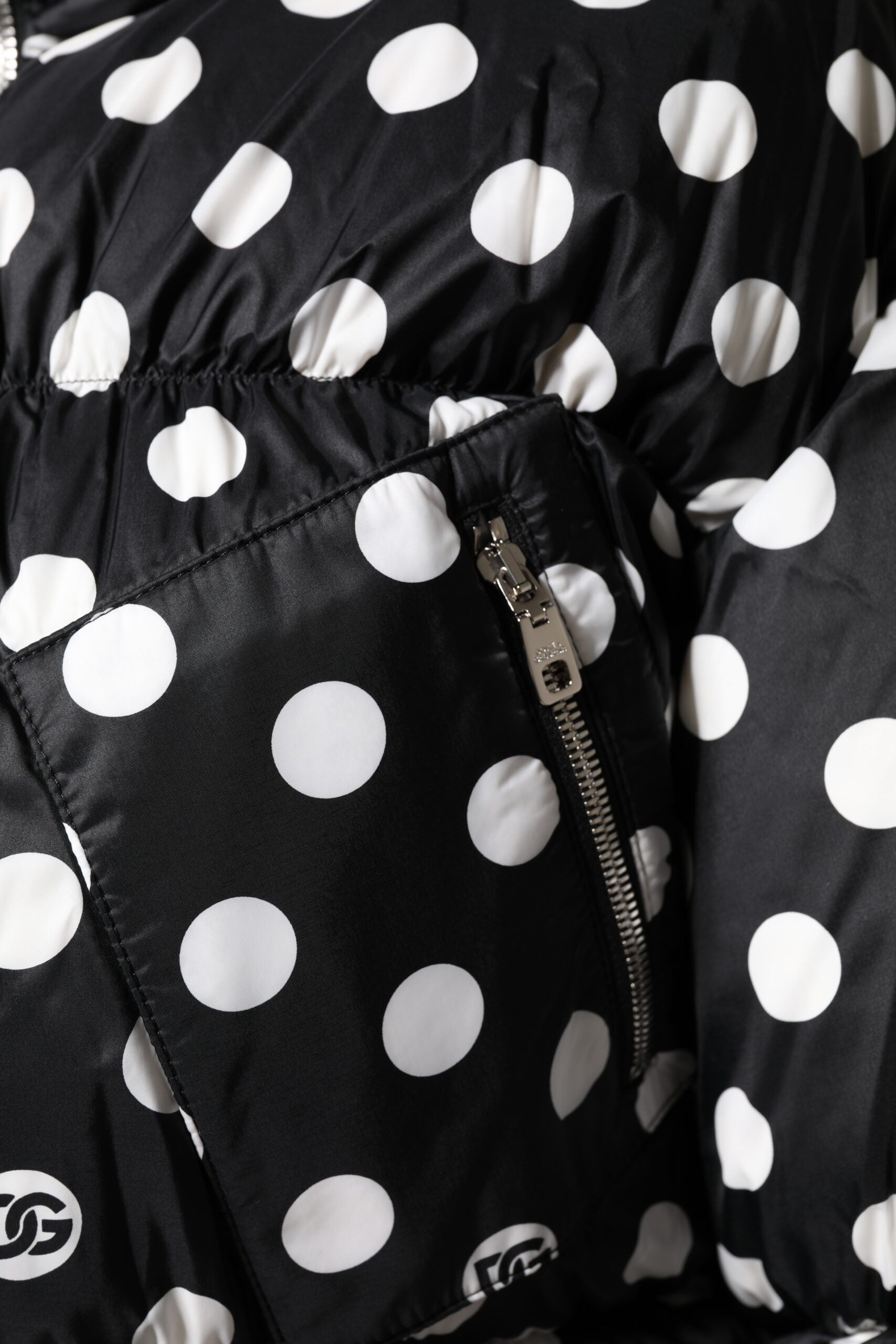 Dolce & Gabbana Dolce & Gabbana Black White Polka Dot Full Zip Puffer Women's Jacket