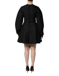 Dolce & Gabbana Black Cotton Long Sleeves A-line Mini Women's Dress