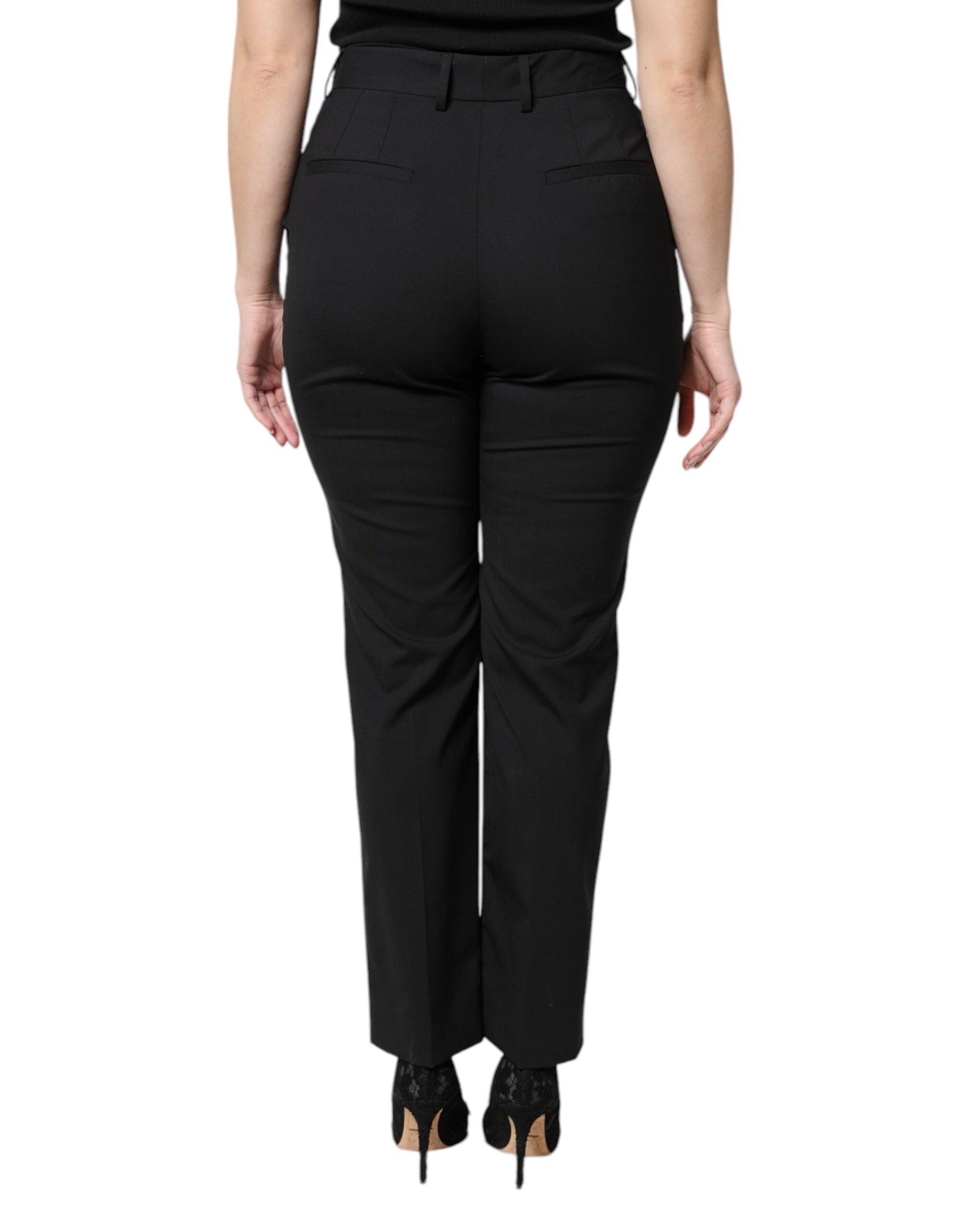 Dolce & Gabbana Black Polyester High Waist Dress Women's Pants