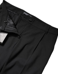 Dolce & Gabbana Black Wool High Waist Boot Cut Dress Women's Pants