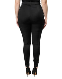 Dolce & Gabbana Black Nylon High Waist Slim Fit Women's Pants