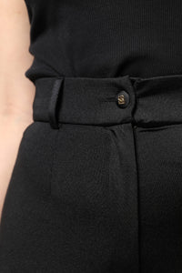 Dolce & Gabbana Black Nylon High Waist Slim Fit Women's Pants