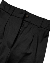 Dolce & Gabbana Black Nylon High Waist Slim Fit Women's Pants